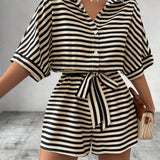 CANDIDA™ – Casual Striped Tie-Front Summer Romper