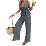 NADETTE™ – Striped Bohemian Tie-Waist Two-Piece Set
