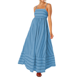 LAVELLE™ – Striped Spaghetti Strap Swing Maxi Dress