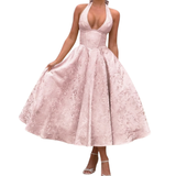 VENETIA™ – Jacquard Halter Backless Evening Dress