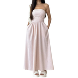 ZELDA™ – Striped Strapless Pocket Maxi Dress