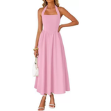 JESSA™ – Sleeveless Halter Ruched Pocket Dress