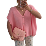 NADIA™ – Hollow Knit Short Sleeve Cardigan