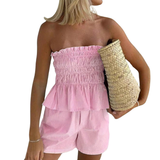 WINNIE™ – Striped Strapless Tube Top & Shorts Set