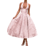 VIOLAINE™ – Embroidered Halter V-Neck Evening Dress