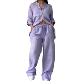 HALCYON™ – Relaxed Linen Shirt & Wide Leg Pants Set