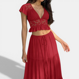 CARIÑA™ – Sheer Lace Tie-Up Two Piece Set