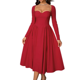 NICOLETTE™ – Sexy Open-Back Pleated Midi Dress