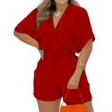 JOELLE™ – Casual V-Neck Drawstring Romper