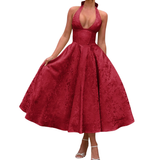 VENETIA™ – Jacquard Halter Backless Evening Dress