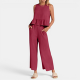 BRISETTE™ – Pleated Vest & Wide Leg Palazzo Set