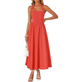 JESSA™ – Sleeveless Halter Ruched Pocket Dress