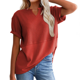 GRACIE™ – Cozy Waffle Knit V-Neck Top