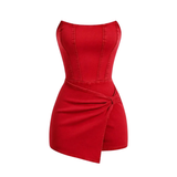 VIXEN™ – Twisted Front Strapless Denim Romper