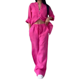 HALCYON™ – Relaxed Linen Shirt & Wide Leg Pants Set