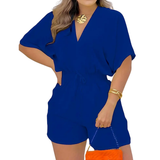 JOELLE™ – Casual V-Neck Drawstring Romper
