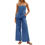 ZELENE™ – Breezy Strapless Wide-Leg Lounge Set