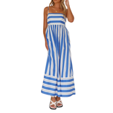 LAVELLE™ – Striped Spaghetti Strap Swing Maxi Dress