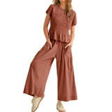 WRENOVA™ – Relaxed Smocked Wide-Leg Lounge Set