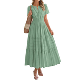 DELIA™ – Flirty V-Neck Puff Sleeve Dress