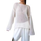 BRISEIS™ – Airy Hollow-Out Flare-Sleeve Knit Sweater