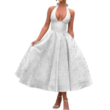 VIOLAINE™ – Embroidered Halter V-Neck Evening Dress