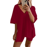 NYLA™ – Soft Lounge V-Neck Pajama Set