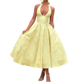 VENETIA™ – Jacquard Halter Backless Evening Dress