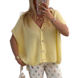 NADIA™ – Hollow Knit Short Sleeve Cardigan