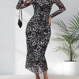 ALIANNA™ - Elegant Leopard Print Ruched Bodycon Dress for Parties