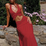 ARIYA™ – Chic Plunge Neck Summer Two-Piece Outfit