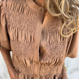 ELIZA™ - Pleated Button-Up Blouse