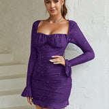 ELLIE™ - Elegant Glitter Mesh Bodycon Long Sleeve Party Dress