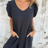 CASSANDRA™ - Trendy V-Neck Jumpsuit