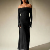 ANDREA™ - Women's Off-The-Shoulder Ruched Contrast Sequin Bodycon Dress