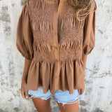 ELIZA™ - Pleated Button-Up Blouse
