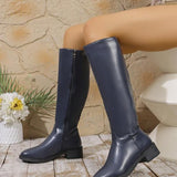MINDA™ - Knee-High Motorcycle Boots for Women Smooth PU Leather Zipper Boots
