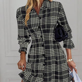 MARIA™ - Elegant Slimming Check Dress for Autumn & Winter