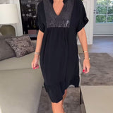 VALORA™ - Chic Sequin Accent Dress
