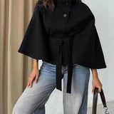 THELMA™ - Women’s Front Buckle Belted Wool Cape Coat for Fall & Winter
