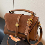 MARLYNN™ - Vintage-Style Small Square Shoulder Crossbody Bag with Contrast Stitching