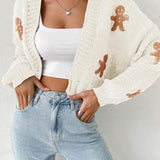 HEIDI™ - Open Front Knit Cardigan with Cartoon Print for Cozy Outfits