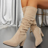 CAROLINE™ - Elegant Pleated Long Boots for Women Knee-High Thick Heel