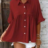 ELLASA™ - Casual Plus Size Ruffle Button-Front Blouse