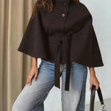 THELMA™ - Women’s Front Buckle Belted Wool Cape Coat for Fall & Winter