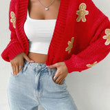 HEIDI™ - Open Front Knit Cardigan with Cartoon Print for Cozy Outfits
