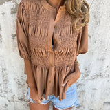 ELIZA™ - Pleated Button-Up Blouse