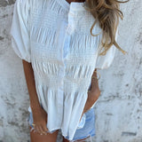 ELIZA™ - Pleated Button-Up Blouse