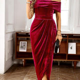 MYLA™ - Trendy Ruched Off-The-Shoulder Dress for Elegant Parties
