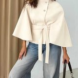 THELMA™ - Women’s Front Buckle Belted Wool Cape Coat for Fall & Winter